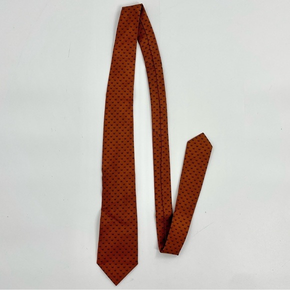 YSL Burnt Orange Crown Print Men’s Modern Silk Neck Tie Zachary’s Atlanta - Picture 4 of 6